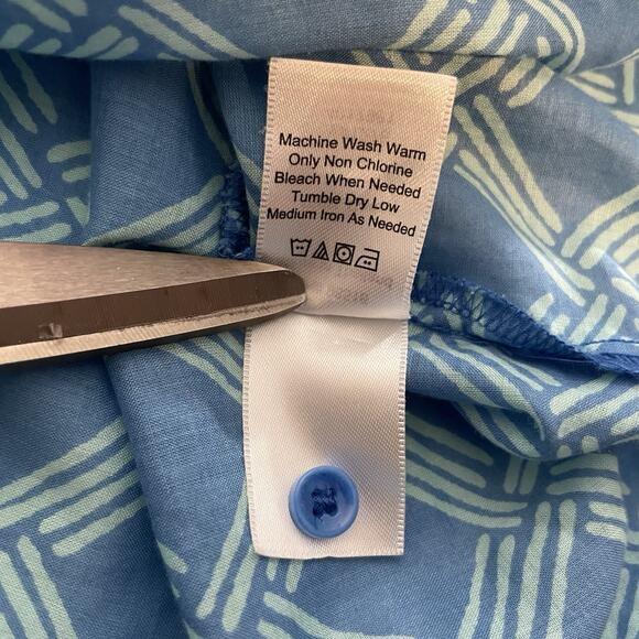 Coldwater Creek Blue Geometric Print Cotton Popover Top Size 2X Lightweight Boho - Picture 7 of 12